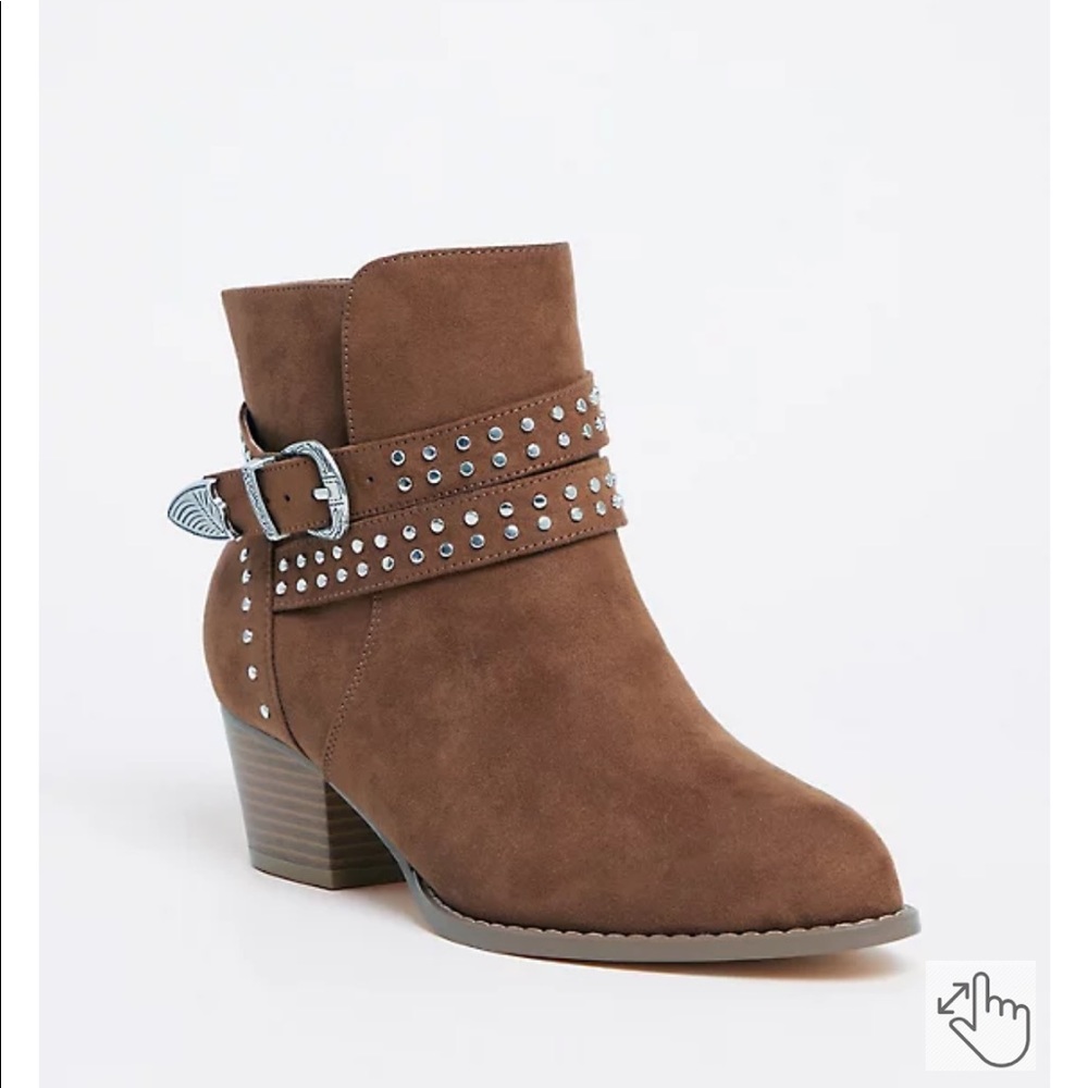 COGNAC FAUX SUEDE WESTERN BUCKLE BOOTIE (WW